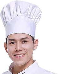 White Chef Hat for Men Women Adults,Elastic Band Small-Large,