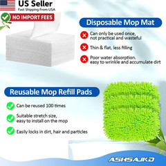 Ashsajkd 4Pcs Reusable Microfiber Mop Pads Swiffer Sweeper Dry Wet Refills FROM