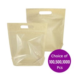 9.5x11in Glossy Clear Front Kraft Paper Mylar Stand up Zip Lock Pouch Bag K01