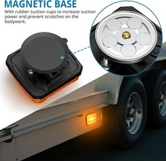2pcs Rechargeable Amber Flashing Lights LED Truck Magnetic Warning Strobe Hazard