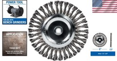 Abrasive Knot Wire Wheel 8 Inch Carbon Steel Heavy Duty for Metal Surface