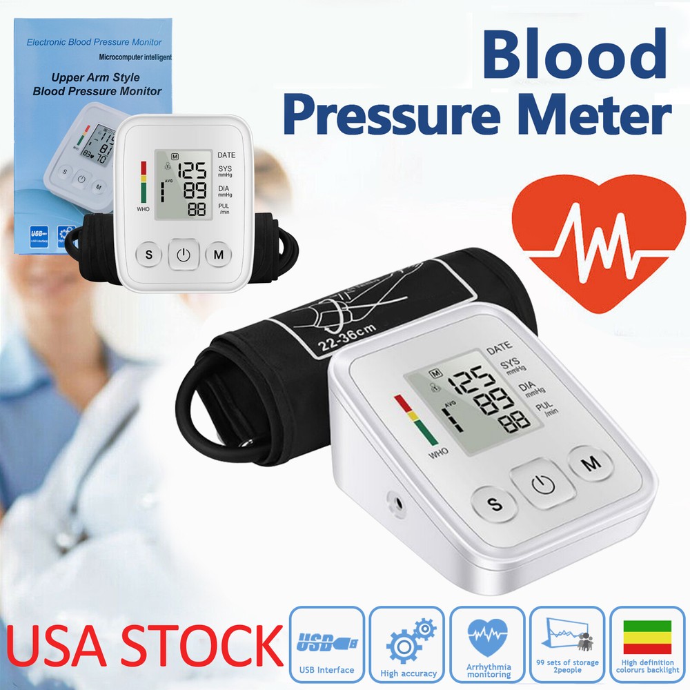 Automatic Digital Arm Blood Pressure Monitor BP Machine Cuff LED Heart Rate US