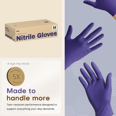 SUP Powder-Free Nitrile Exam Gloves, 100 Medium, 100 Medium (Blue Violet)