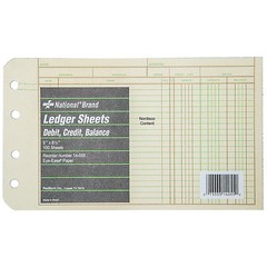 National Brand 14-055 Ledger Sheets, 5 x 8-1/2″, Eye-Ease Paper, 100 Sheets
