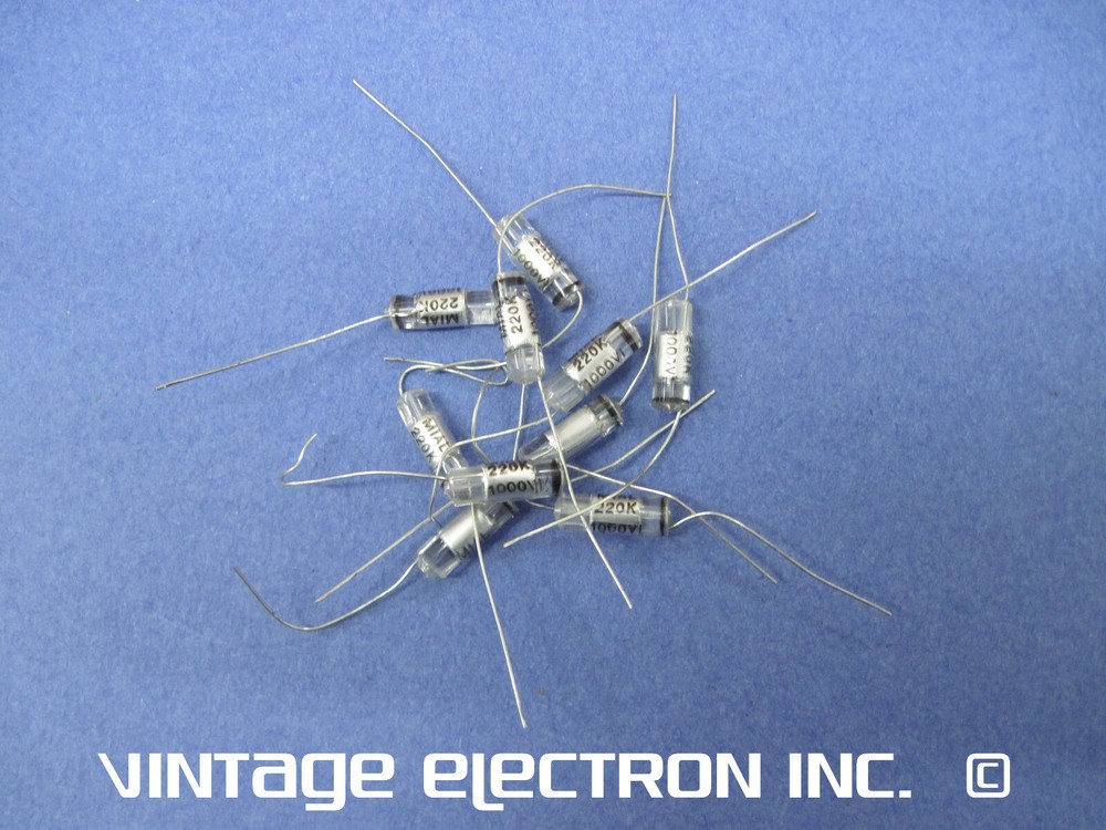 (10) MIAL Axial Lead Polystyrene Capacitors: 220pF 10% 1000V (Italy) FREE SHIP
