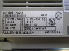 ALLEN BRADLEY VARIABLE SPEED DRIVE SER C 200-240V 4.4A 0.75KW/1HP 1305-AA04A