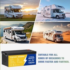 48V 100Ah LiFePO4 Battery with BMS Protection for Marine Off-Grid Power Golf Car