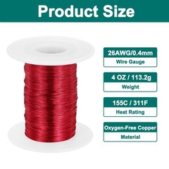26 AWG Magnet Wire, 4 oz Magnetic Coil Wire, 155C(311F)