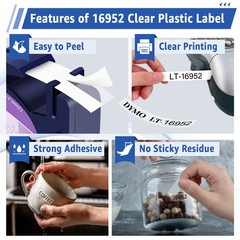 5pk DYMO LetraTag Refill 16952 Clear Plastic Lable Tape 12mm Compatible LT-100H