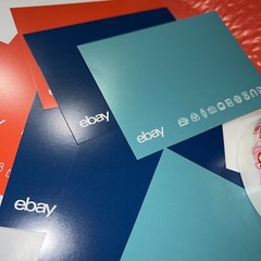 25 eBay Branded Shipping Supplies STARTER KIT Red Tape Postcard Bag FUN COLORS