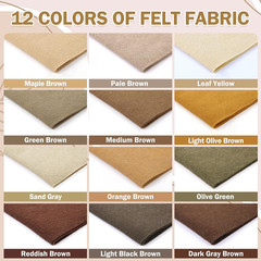 12 Rolls 8″x35″(20.5x90cm) 1.4mm Thick Soft Felt Fabric Sheet 12 Assorted Brown