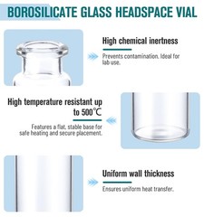 100/500/1000Pcs 10ml Lab Sample Vials Clear Glass Vials with Caps Headspace Vial