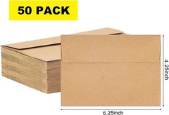 50 Pack Kraft Envelopes 4 X 6 Inch Brown Envelopes,A4 Envelopes, Card Envelopes,