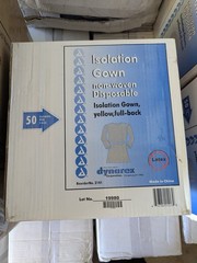 Dynarex 2141 Disposable Isolation Gown, Yellow – 50 Count