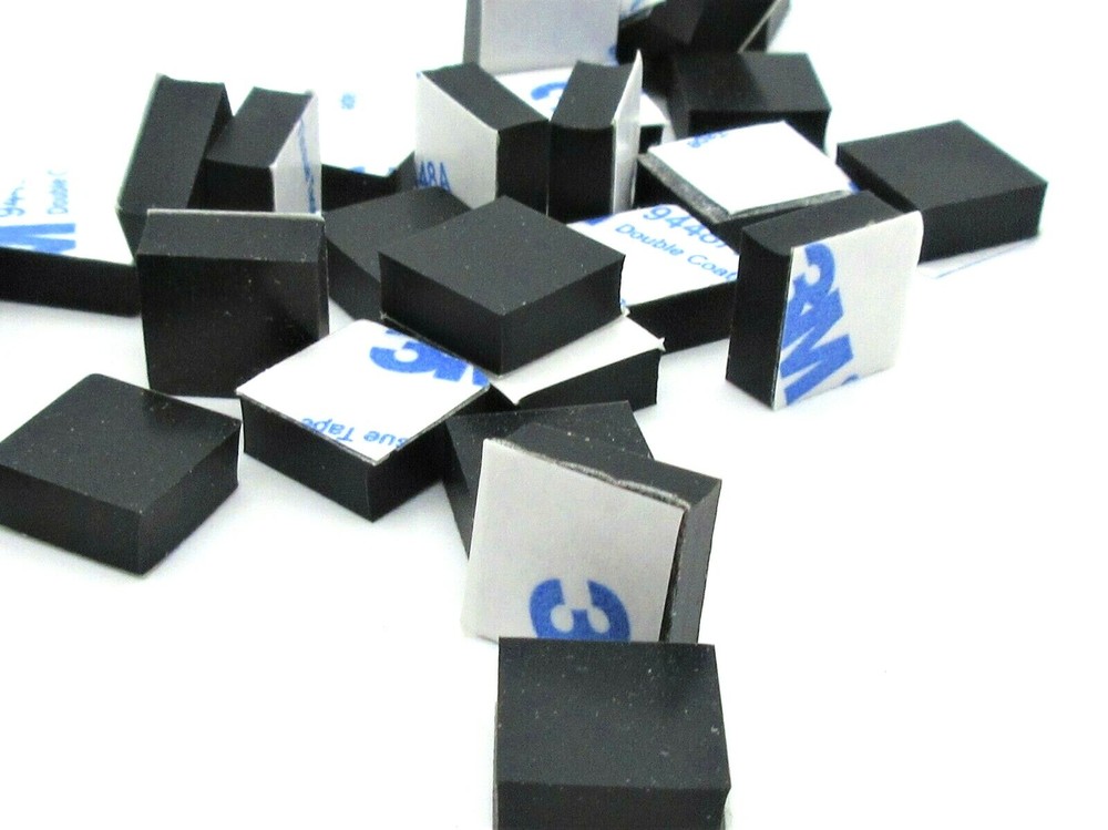 1/2″ Square x 3/16″ Peel & Stick Silicone Rubber Feet Audio Repair Pads 25 Pack