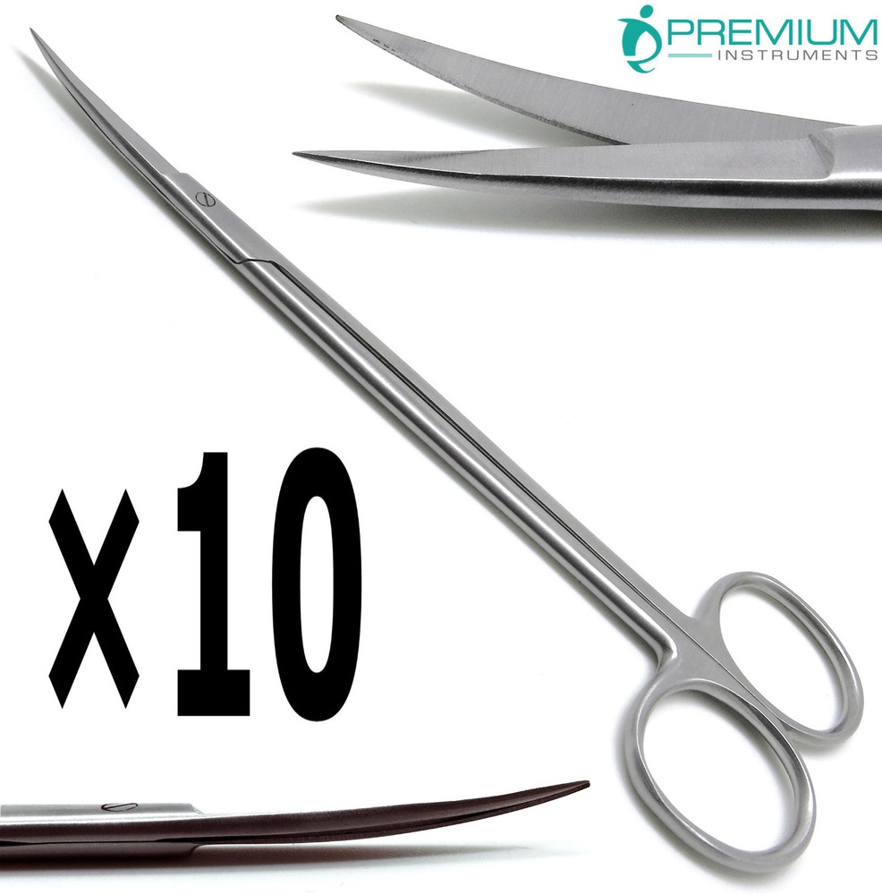 10× Kelly Scissor Curved 7″ Sharp/Sharp Dental Surgical Medical ENT Instruments