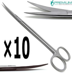 10× Kelly Scissor Curved 7″ Sharp/Sharp Dental Surgical Medical ENT Instruments