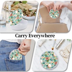 Retainer Case with Mirror & Ventilation – Light Green Floral Design