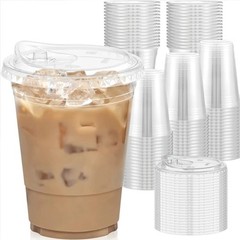 20PCS Disposable Coffee Cups with Leak Proof PET Lids Cold Drink Party Cafe Cups