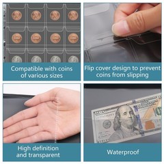 Coin Collection Album Book, 300 Pockets Storage 12×10 inches, Black