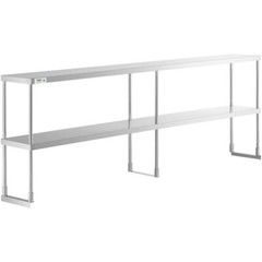 12″W x 96″D x 32″H Stainless Steel Double Deck Overshelf For Work Prep Tables