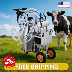 Portable Electric Milking Machine, 6.6 Gallon/25L Stainless Steel Milk Bucket
