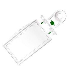 4 Pack Clear Hard Plastic ID Badge Holder Horizontal and Vertical Dual