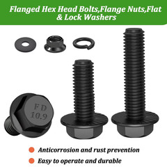 283-Piece Metric Flange Bolt & Nut Assortment Kit, M6–M10, 10.9 Zinc Coated
