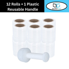 5″ x 1000′ x 80 Gauge Mini Hand Stretch Wrap Clear Bundling Shrink Film 12 Rolls