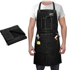 2PCS ARCCAPTAIN Leather Welding Work Apron Heat Flame Resistant Cowhide 6Pockets