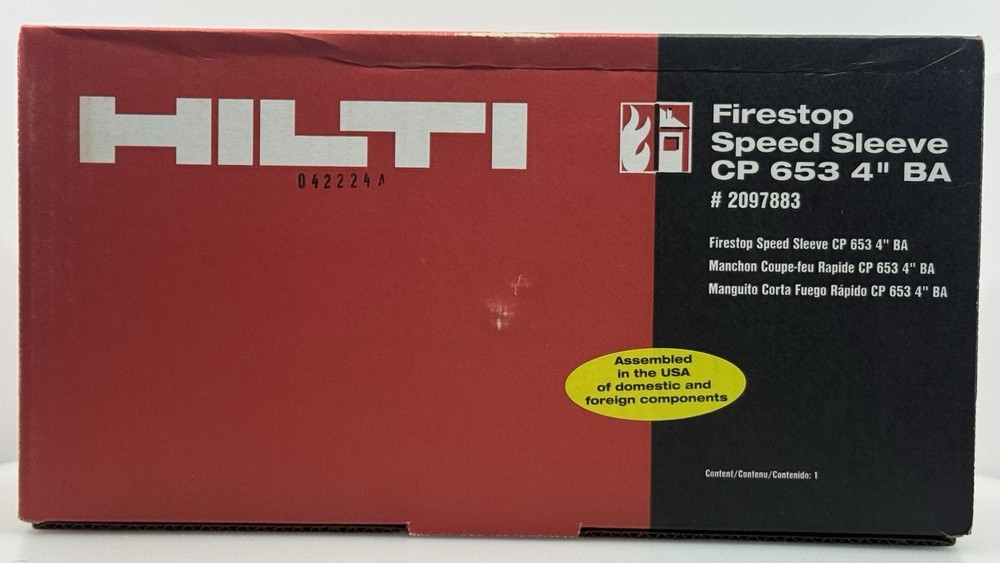Hilti 2097883 Firestop Speed Sleeve CP 653 4″ Firestop Fire Protection Systems