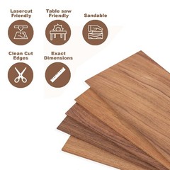 Teak Wood Sheets 1/8 inch Thick, 4×8 Solid Panel 8×4 inches, Dark Brown