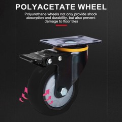 2/4 Pcs 4 Inch Black Swivel Plate Casters – Locking Caster Wheels with Brake