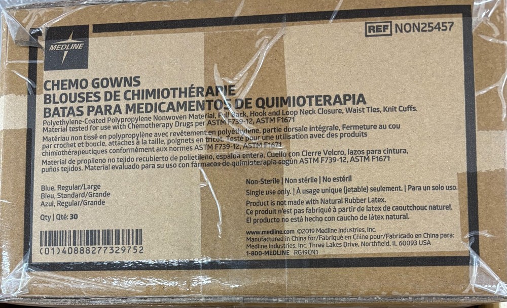 *30* Medline Disposable Chemo-Tested SMS Protective Gowns