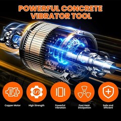Electric Concrete Vibrator 1500W 14.75 feet Poker to Remove Air Bubbles 16000VPM