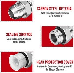 10 Pack Hydraulic Hose Adapter Fittings: 3/4″ JIC 37° Male x #12 SAE/ORB Male