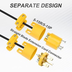 Extension Cord Ends Male and Female,Electrical Replacement Plug & Connector Set