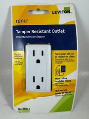 Leviton RER15-WW Renu Tamper-Resistant Outlet 15-Amp 125VAC White on White
