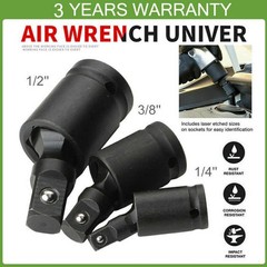 3PCS Impact Rated Universal Joint Socket Set 1/4″ 3/8″ 1/2″ Drive Swivel Adapter