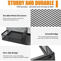 Pen Holder for Desk, Desk Organizers Set-3 Compartments Mesh Pencil Holder with