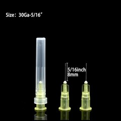 Disposable Luer Lock Needle 30Ga 5/16 Inch 8mm 100Pack(30Ga-5/16IN)