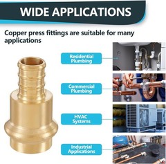 Plumbing Fittings 1/2/Press X 1/2/Pex Copper and PEX Crimp Coupling Adapter 5…