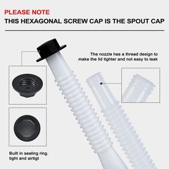 Gas Can Spout Nozzle Replacement Kit White HDPE Fuel Cans Pour Spouts 3 Pcs