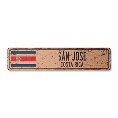 SAN JOSE COSTA RICA Vintage Street Sign Costa Rican Tico flag city country wall