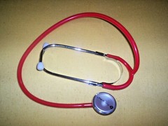 Premier Pro Single-Head Stethoscope Red Latex Chrome Aluminum. Student Quality