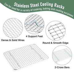 Homikit Quarter Sheet Pan with Wire Rack Set (2 Baking Sheets+2 Racks), Stainles