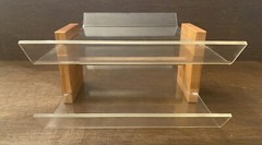 Vintage Mid Century Acrylic/Wood Two Tier Desktop Letter Tray – MCM