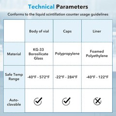 500x 20ml Scintillation Vials Glass vial Sample vials Lab vials w/ cap PE gasket