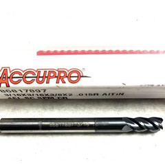 Accupro 86817897 3/16″ 4FL Corner Radius End Mill .015R Solid Carbide AlTiN NEW