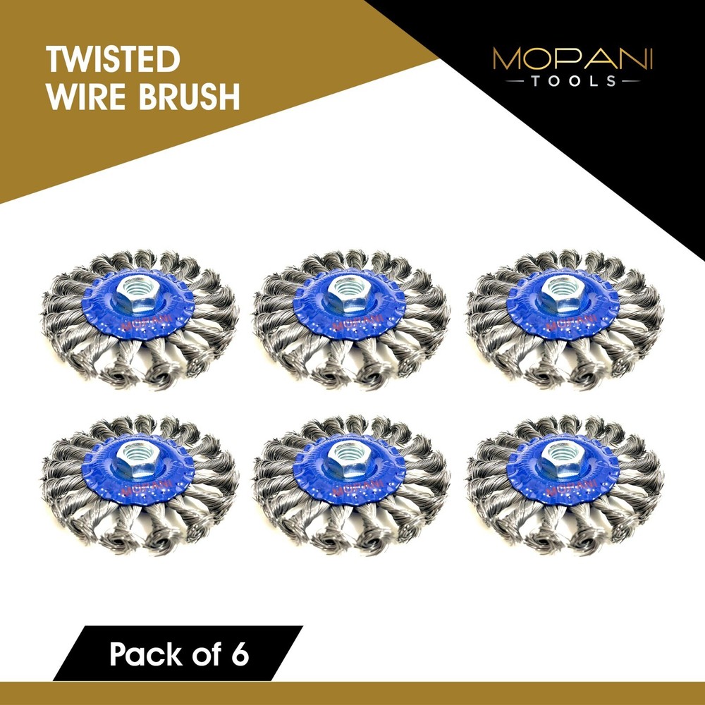 6Pcs Wheel Wire Brush 4-Inch (4″ Twisted/Knotted) For 5/8″-11 UNC Angle Grinder